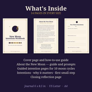 New Moon Intentions Workbook | Printable Moon Journal Pages | Lunar Goal Setting Worksheet | Witchy Planner PDF | Book of Shadows image 2