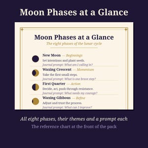 Moon Journal Core Pack Printable | Moon Phases Chart, New Moon Intentions, Gratitude and Full Moon Pages | Witchy Planner PDF image 3