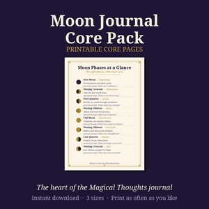 Moon Journal Core Pack Printable | Moon Phases Chart, New Moon Intentions, Gratitude and Full Moon Pages | Witchy Planner PDF image 1