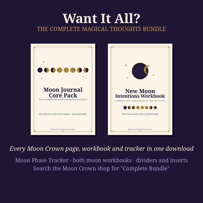 Moon Journal Core Pack Printable | Moon Phases Chart, New Moon Intentions, Gratitude and Full Moon Pages | Witchy Planner PDF image 5