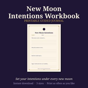 New Moon Intentions Workbook | Printable Moon Journal Pages | Lunar Goal Setting Worksheet | Witchy Planner PDF | Book of Shadows image 1