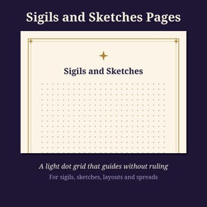 Gratis paket med skrivande, sigill och skisser | Linjerade och prickade dagbokssidor utskrivbara | Häxig Grimoire PDF | Skuggornas bok bild 3