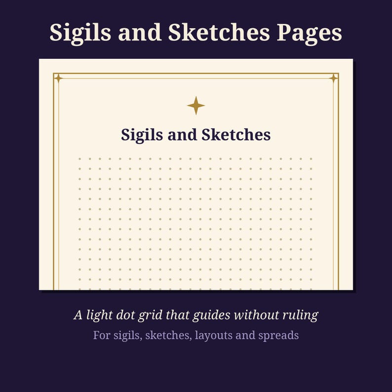 Gratis paket med skrivande, sigill och skisser | Linjerade och prickade dagbokssidor utskrivbara | Häxig Grimoire PDF | Skuggornas bok bild 3