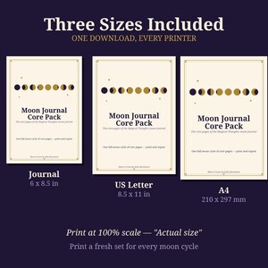Moon Journal Core Pack Printable | Moon Phases Chart, New Moon Intentions, Gratitude and Full Moon Pages | Witchy Planner PDF image 4