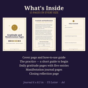 Gratitude and Manifestation Journal Pages | Daily Gratitude Practice Printable | Witchy Moon Journal PDF | Book of Shadows Pages image 2