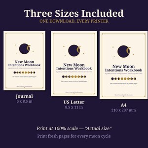 New Moon Intentions Workbook | Printable Moon Journal Pages | Lunar Goal Setting Worksheet | Witchy Planner PDF | Book of Shadows image 4