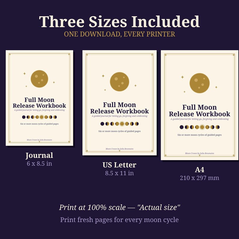 Werkboek voor het loslaten bij volle maan | Printbare maandagboekpagina's | Werkblad voor loslaten en dankbaarheid | Heksenplanner (pdf) | Grimoirepagina's afbeelding 4