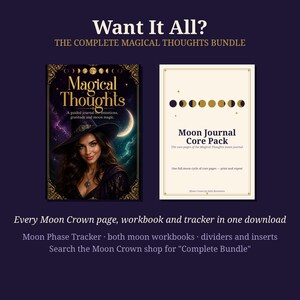 Printable Journal Covers | Magical Thoughts Witchy Cover Art | Celestial, Enchanted Garden, Full Moon | Binder Cover PDF image 5