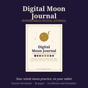 Digital månjournal för GoodNotes | Hyperlänkad månjournalplanerare | Notability Witchy Journal | Book of Shadows PDF