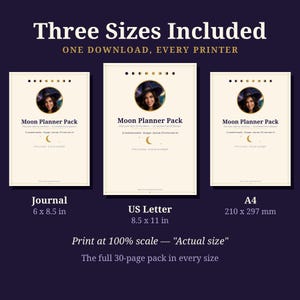 Moon Planner Pack | Undated Lunar Planner | Moon Phase Monthly and Weekly Planner Pages | Witchy Planner PDF | Moon Journal image 4