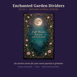Witchy Journal Dividers Printable | Enchanted Garden Section Covers | Book of Shadows Dividers | Grimoire Pages | PDF Letter A4 Journal Size image 1