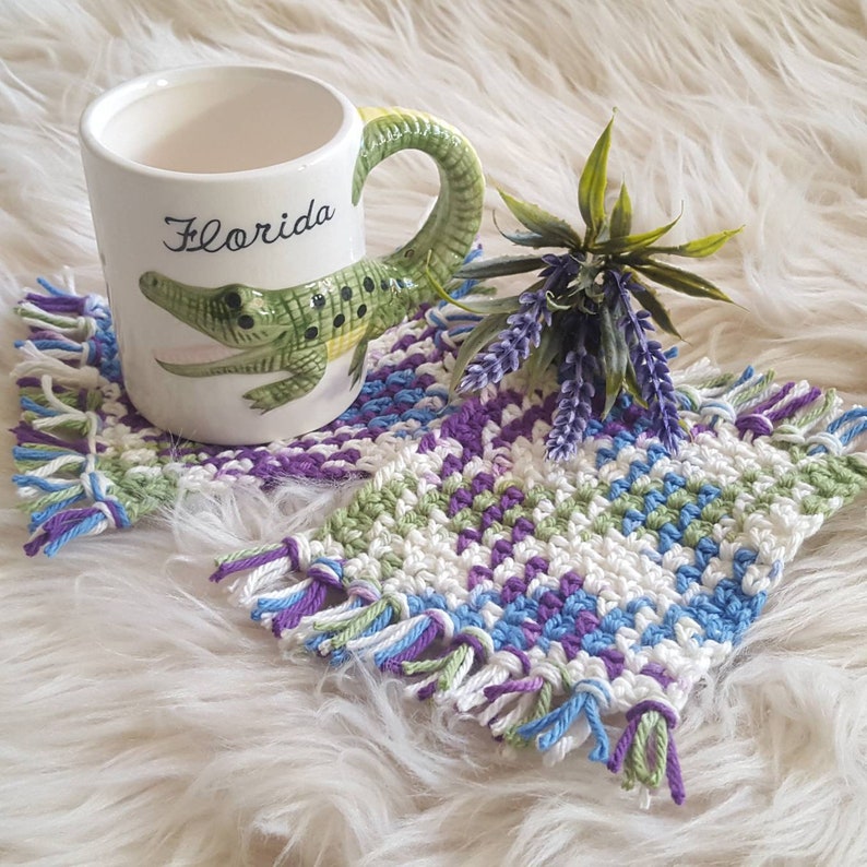 Mug Rug Cotton Crochet Coasters Set