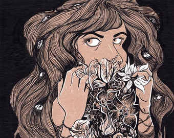 Rather Tell My Secrets to Flowers Decorative Illustration Art Print