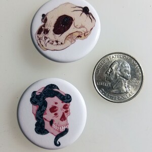 Envy Sloth Seven Deadly Sins Themed Skull 1.25 Inch Button Set image 4