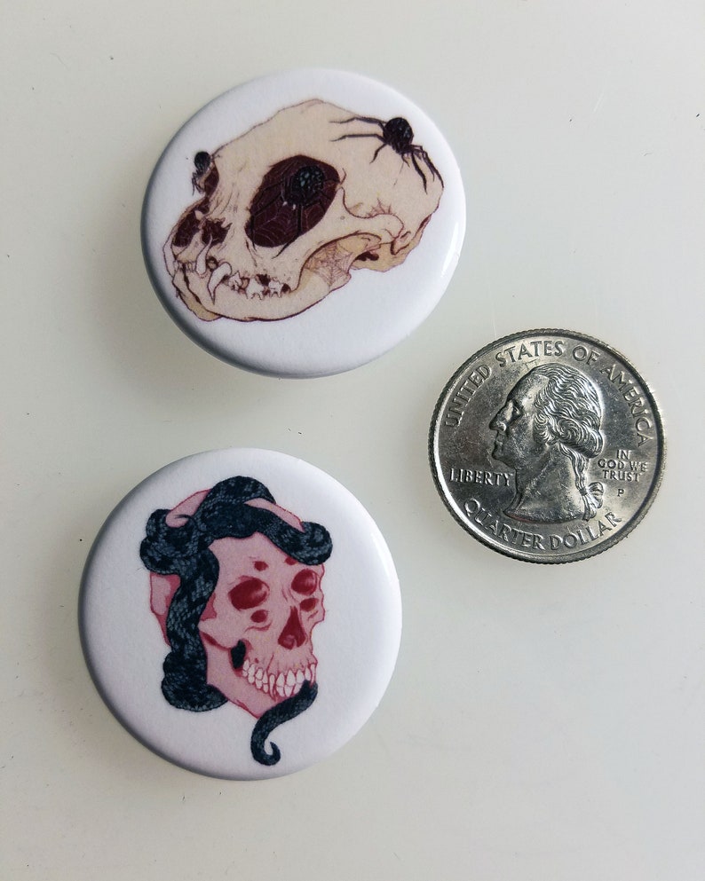 Envy Sloth Seven Deadly Sins Themed Skull 1.25 Inch Button Set image 4