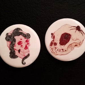 Envy Sloth Seven Deadly Sins Themed Skull 1.25 Inch Button Set image 1