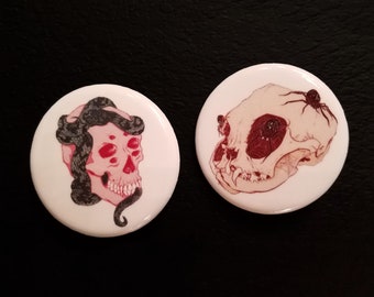 Envy Sloth Seven Deadly Sins Themed Skull 1.25 Inch Button Set