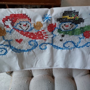 Hand embroidered Christmas pillowcases