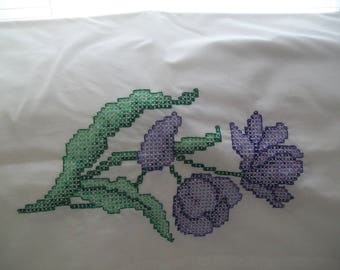 Hand Embroidered, Pair of pillowcases