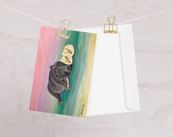 Duck Duck Pig-Acrylic Painting Print- Greeting Card