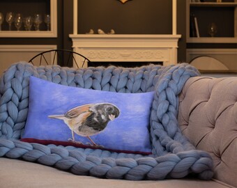 Junco Bird Pillow: Acrylic Painting Print