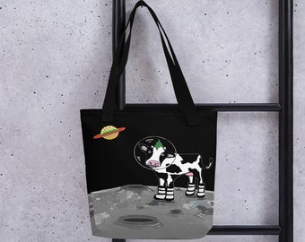 Space Cow Moon Landing Tote bag