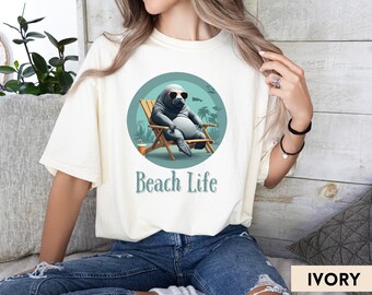 Funny Manatee Shirt, Beach Life Shirt, Vacation Shirt, Florida State Shirt, Retro Comfort Colors T-shirt, Cool Oversized Womens Mens Shirt