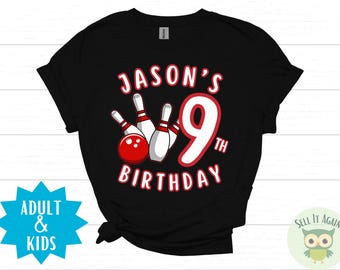Personalize Bowling Birthday Party Shirts, Kids Bowling Birthday T-Shirt, Bowling Theme, Matching Family Outfits