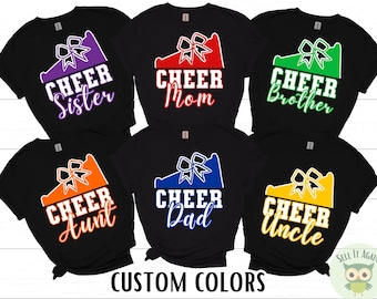 Custom Cheer Family Shirts, Football Cheer Mom Shirt, Cheer Dad T-Shirt, Competition Cheer Sister, Cheer Brother, Cheer Aunt, Cheer Grandma