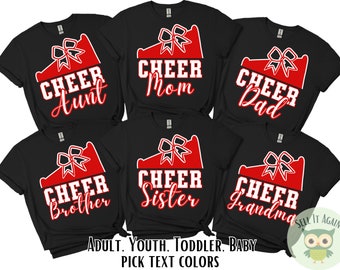 Custom Cheer Family Shirts, Football Cheer Mom Shirt, Cheer Dad T-Shirt, Competition Cheer Sister, Cheer Brother, Cheer Aunt, Cheer Grandma