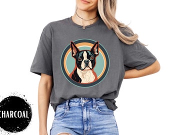 Unisex Retro Boston Terrier Shirt, Gift for Boston Terrier Dog Owner, Boston Terrier Gift, Boston Terrier Mom Dad, Tee Shirt for Women Men