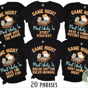 Board Game Night Shirts, Most Likely To Funny Group Board Game Shirts, Board Game Gift, Matching Family Game Night Tshirts, Boardgame Tees