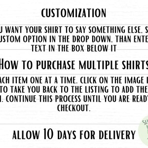 May include: A white background with black text explaining how to customize and purchase multiple shirts. The text includes instructions on how to add items to the cart and how long shipping will take. The text also includes the phrase "Sell It Again" with an illustration of an owl.