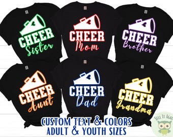 Custom Family Cheer Shirts, Football Cheer Mom Shirt, Cheer Dad TShirt, Cheer Family Gift, Cheer Sister, Cheer Brother, Adult & Kids
