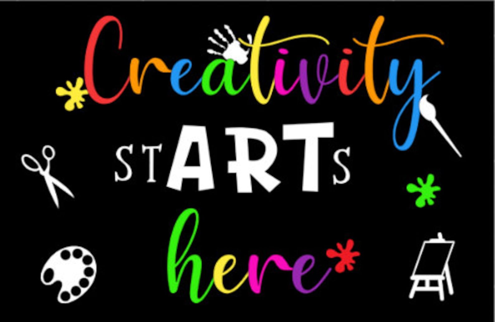 Teachers School Bulletin Board Cutouts DIY Kit "creativity Starts Here ...