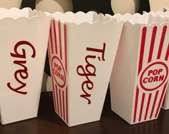 Name Personalization Reusable Plastic Popcorn Buckets | Plain Buckets | Popcorn Party | Circus Party Theme | Popcorn Buckets Favors