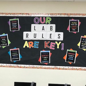 Teachers School Classroom Door Decoration Cutouts DIY Kit &quot;Our Lab Rules Are Key&quot; | Computer Lab | Technology  Classroom | Back to School
