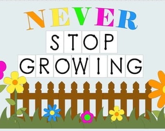 Teachers School Bulletin Board  Cutouts  DIY Kit  "Never Stop Growing" | Back to School Decoration  | Bulletin Board Cutouts Decor