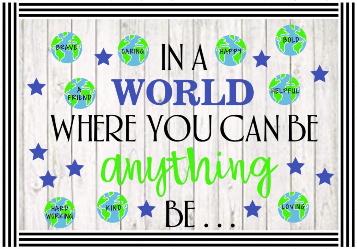 Teachers School Bulletin Board Cutouts DIY Kit "in A World Where You ...