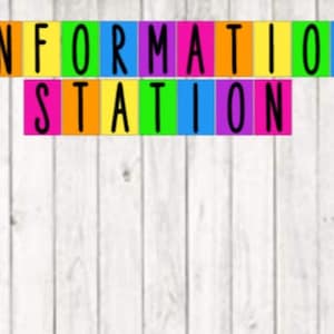 Teachers School Bulletin Board  Cutouts DIY Kit &quot;INFORMATION STATION&quot; | Back to School Decoration  | Pom Poms Included
