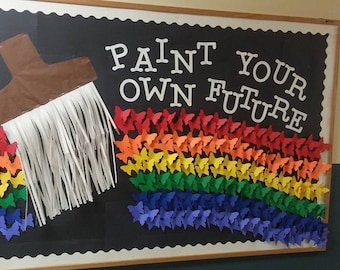Teachers School Bulletin Board  Cutouts  DIY Kit  "Paint Your Own Future" | Back to School Decoration | Bulletin Board Cutouts Decor