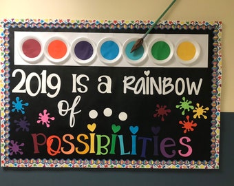 Teachers School Bulletin Board  Cutouts  DIY Kit  "Rainbow of Possibilities" | Back to School Decoration  | Bulletin Board Cutouts Decor