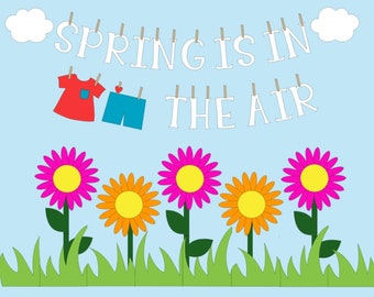 Teachers School Bulletin Board  Cutouts  DIY Kit  "Spring Is In The Air" | Back to School Decoration  | Bulletin Board Cutouts Decor