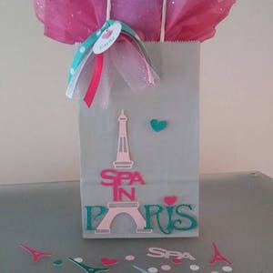 Paris Spa Eiffelturm Herzen Parisianer 3D personalisierte GeburtstagSparty Junggesellinnenabsolvente BrautParty Papier Favorisiert Tasche