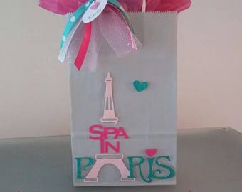 Paris Spa Eiffelturm Herzen Parisianer 3D personalisierte GeburtstagSparty Junggesellinnenabsolvente BrautParty Papier Favorisiert Tasche