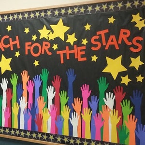Teachers School Bulletin Board Cutouts DIY Kit reach for the Stars Back ...