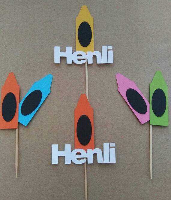 Crayon Crayola Personalize Cupcake Toppers Crayon Party | Etsy