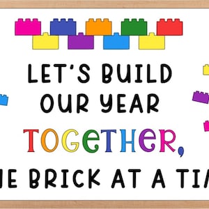 Teachers School Bulletin Board Cutouts DIY Kit &quot;Let&#39;s Build Our Year Together&quot; | Back to School Decoration | Bulletin Board Cutouts Decor