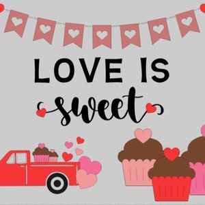 Teachers School Bulletin Board  Cutouts  DIY Kit  &quot;Love Is Sweet&quot; |  Valentines Friensdhip Love Holiday School Bulletin Board Decor