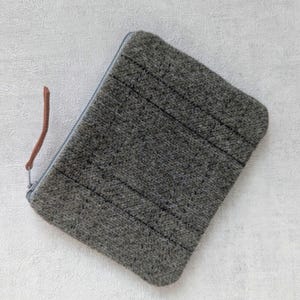 Monedero/monedero/cartera de tweed gris con cremallera